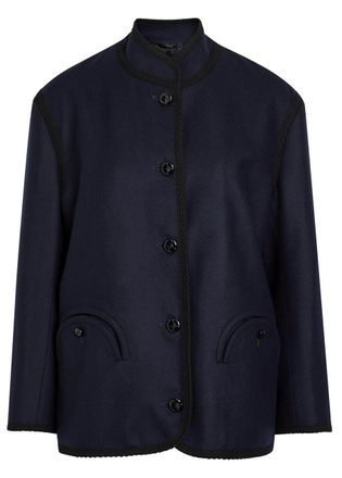 Blaz&eacute; Milano Curly Embroidered Wool Jacket - Navy - 00 (UK4 / Xxs)