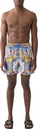 Camilla Elastic Waist Mid Length Boardshorts In Espa&ntilde;a Nirvana