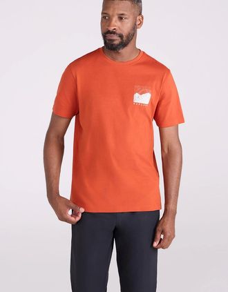 Mountain Warehouse Mens Mountain Warehouse Mens Conquer New Heights Organic Cotton T-Shirt - Red/Orange/Brown - Size: 46