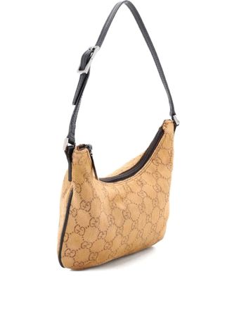 Gucci Vintage Pochette Shoulder Bag GG Canvas Small hobo bag - Marrone
