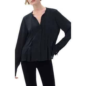Rag & Bone Adren Pleated Button-Up Shirt in Black at Nordstrom Rack, Size X-Small