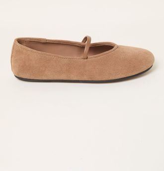 Fat Face FatFace Tan Brown Suede Round Toe Ballerina Flats