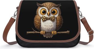 Generic Cute Leopard Pattern Owl Small Womens Crossbody Bags Shoulder Handbag with Adjustable Strap for Travel