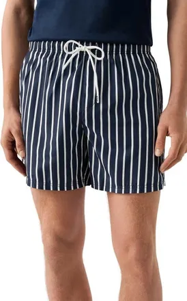 Eton Striped Swim Trunks in Dark Blue at Nordstrom, Size Xx-Large