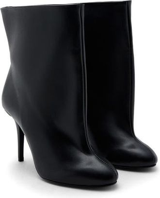 Mango Leather Stiletto Bootie in Black at Nordstrom, Size 6.5Us