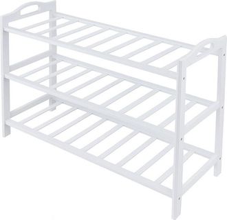 Relaxdays Relaxdays bamboo shoe rack, HxWxD: 48 x 70 x 25 cm, 3 tiers for 9 pairs of shoes, open design, natural finish