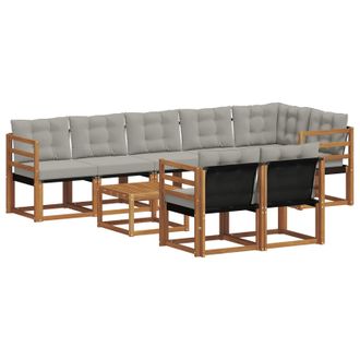vidaXL Conjunto De Sof&aacute;s De Exterior 9 Pcs Gris Natural Y Claro Vidaxl