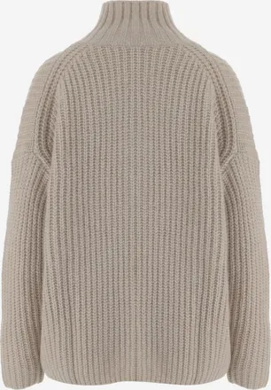 Allude Womens V-Neck Sweater Cashmere And Silk Beige
