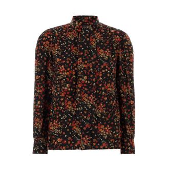 Gucci Blouses, female, Black, Size: 2XS Printed Silk Shirt