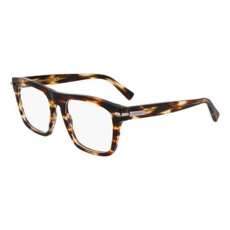 Ferragamo Eyeglasses Square Full Rim, Striped Brown Frame And Clear Demo Lenses Lens Sf3015216