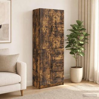 Berkfield Home Cabinet Set 2 pcs Smoked Oak Engineered Wood in Brown