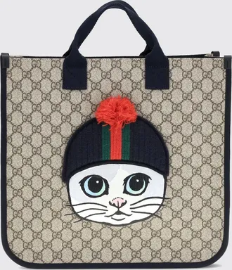 Gucci Borsa tote da bambino in tessuto GG Supreme con stampa fauna e doppio manico