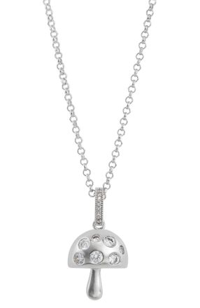 Savvy Cie Jewels MODERN MUSHROOM PENDANT BURNISHED WHITE CZ PENDANT NECKLACE