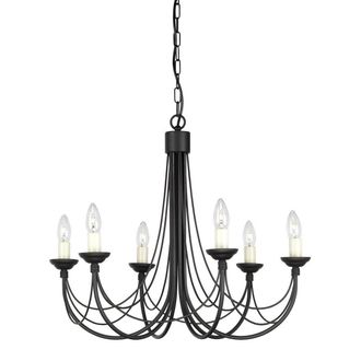 Netlighting Carisbrooke 6 Light Multi Arm Chandelier Black Finish Glass Shades Not Included E14
