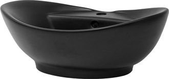 ECD Germany Lavabo negro sobre encimera cer&aacute;mica juego de desag&uuml;e rebosadero