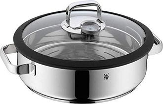 WMF Wmf Vitalis - Fuente Redondo De Cocci&oacute;n Al Vapor 28 Cm Di&aacute;metro, Tapa De Cristal Con Borde De Silicona, Term&oacute;metro, Acero Inoxidable Cromargan Pulido,