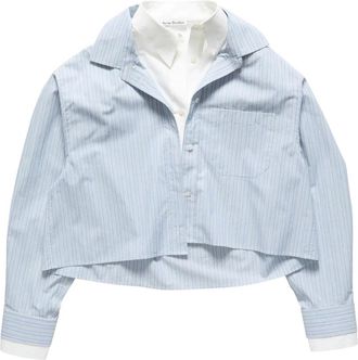 Acne Studios Gelaagde Knopenblouse - Dames - Overhemden - Blauw - S - Katoen - Overhemden