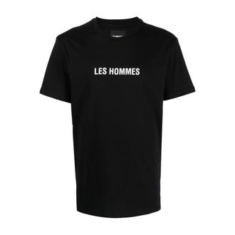 Les Hommes Tops, Heren, Zwart, XL, Katoen, Logo Print T-Shirt