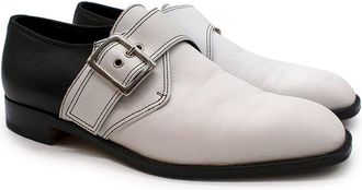 Manolo Blahnik Black & White Buckle Loafers Size 39