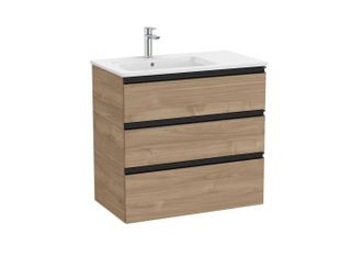 Roca Conjunto Mueble The Gap 800x460 2 Cajones + Lavabo Izquierda Nogal