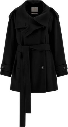 Sportmax Bouquet 1234 Korte Trenchcoat - Dames - Trenchcoats - Zwart - S - Wol - Jassen