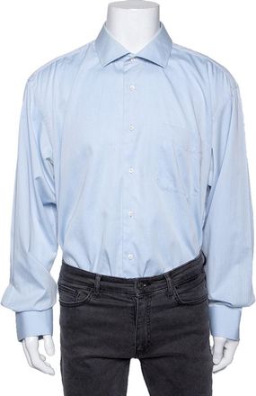 Balmain Blue Cotton Button Front Shirt 3Xl