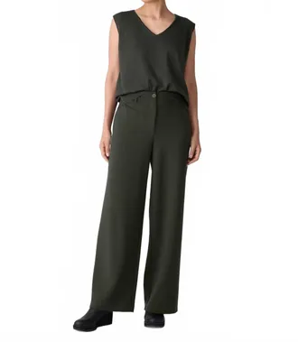 Eileen Fisher Wide Leg Ponte Pants In Woodland