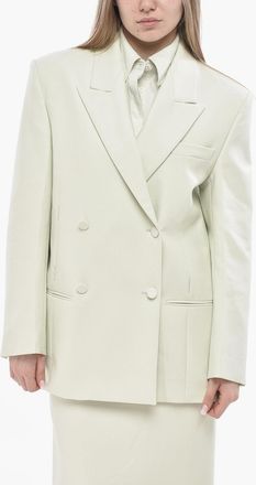 Super Blond Blazer Doppiopetto Oversized in Lana Vergine Stretch Super Blond