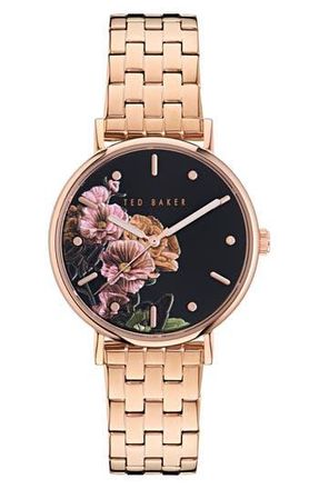 Ted Baker Floral Bracelet Watch in Rose Gold-Tone at Nordstrom Rack