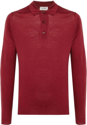 John Smedley long-sleeve wool polo shirt - men - Virgin Wool - S - Red