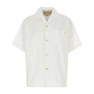 Valentino Garavani Short Sleeve Shirts, male, White, Size: S Poplin Shirt