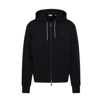 Burberry Zip-throughs, male, Black, Size: L Rory Chk Pch Hoodie Sweatshirt