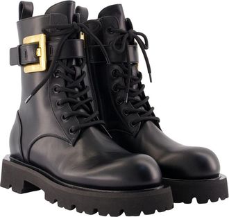 Balmain Womens Ranger Anthem Ankle Boots Leather Black Calfskin Shoes Ankle-boots