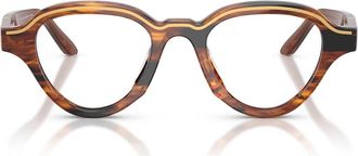 Emporio Armani 47mm Irregular Optical Glasses in Shiny Striped Dark Brown at Nordstrom