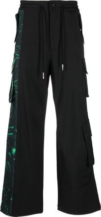 Feng Chen Wang graphic logo track pants - men - Polyester - L - Black
