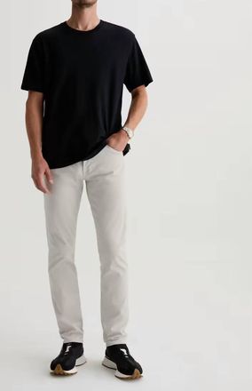 AG - Adriano Goldschmied Everett Slim Straight Sueded Jeans In Smoke
