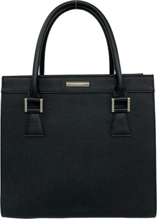 Burberry Black Leather Handbag Tote Bag (Pre-Owned)