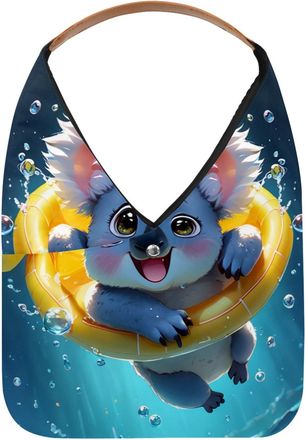 Generic Lovely Koala Swims Underwater Reusable Lightweight Grocery Bags - Foldable Into Compact Pouch, Washable & Sturdy, Multipurpose for Shopping and Travel