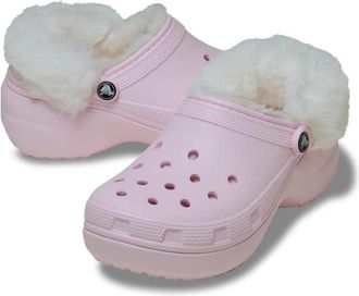 Crocs Zoccoli classici rosa lattiginoso foderati in pile con plateau