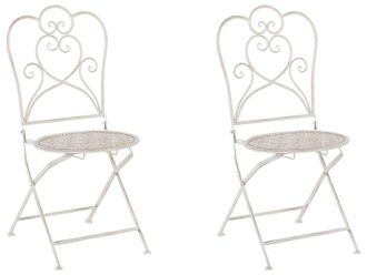 Beliani Conjunto de 2 sillas de jard&iacute;n plegable metal beige claro