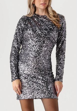 Y.A.S Glanzende Zilveren Party Jurk - Dames - Feestkleedjes - Grijs - XL - Polyester - Kleedjes