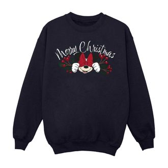 Disney Dames/Dames Minnie Mouse Kerstmis Holly Sweatshirt (Marineblauw)