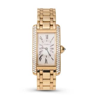 Cartier Pre-owned Cartier Tank Americaine Quartz Diamond White Dial Ladies Watch 1710