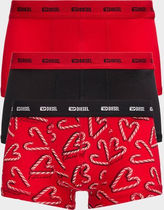 Diesel Men & apos;s Damien Holiday Cotton Stretch 3-Pack Boxer Briefs