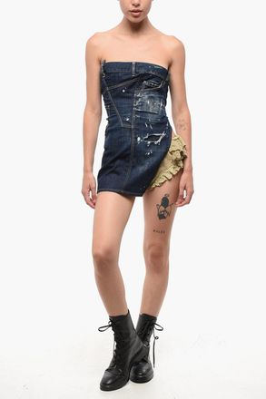 Dsquared2 Mini Abito in Denim con Lavaggio Scuro Dsquared2