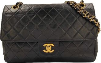 Chanel Pre-owned Shoulder Bags, female, Black, Size: ONE SIZE Pre-owned Double Chain Flap Bag