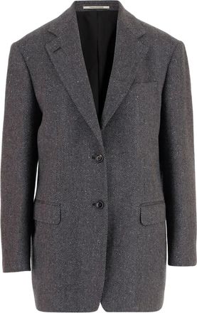 Tagliatore Blazer monopetto con motivo a spina di pesce - Nero