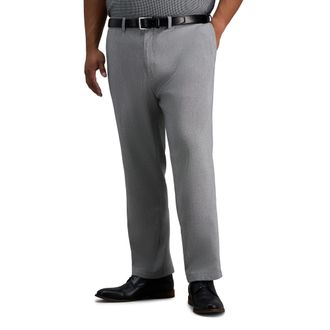Haggar Mens Cool Right Performance Flex Straight Fit Flat Front Pant-reg. and Big & Tall Casual, Lead, 46W x 30L