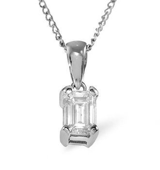 The Diamond Store Alice Emerald Cut Platinum Diamond Pendant Necklace 0.50CT G/VS