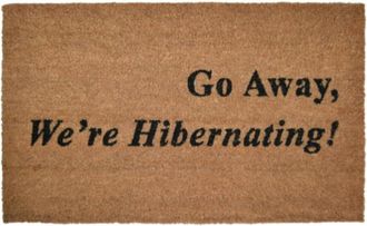 Imports Decor Funny Go Away Were Hibernating Coir Door Mat, Humorous Welcome Doormat with Non-Slip PVC Backing, Indoor Outdoor Entrance Rug